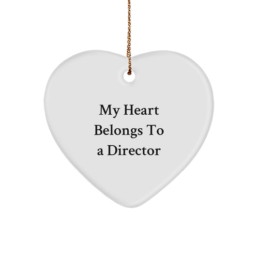 Funny Director Heart Ornament Gifts for Him - My Heart Belongs To A Director Christmas Unique Gifts from Friends - Image 1