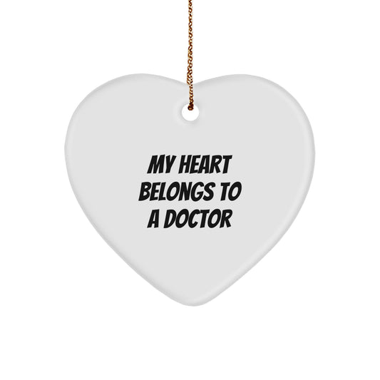 Funny Heart Ornament for Doctor, My Heart Belongs To A Doctor Christmas Unique Gifts from Men, Women, Friends, Family to Doctor, Men, Women, Friends, Family - Image 1