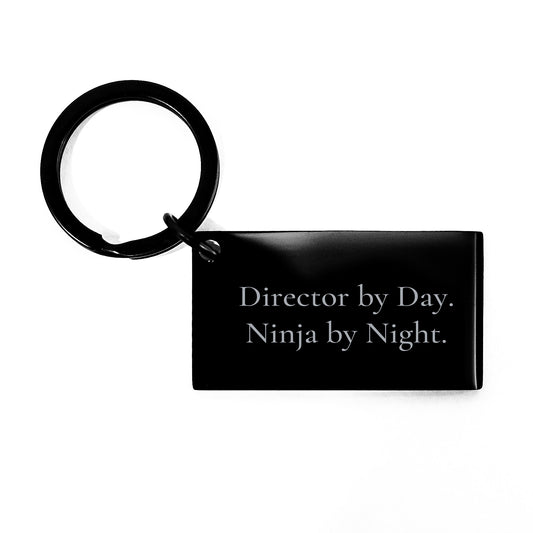 Director By Day, Ninja By Night Keychain, Funny Quote on Black Stainless Steel Keychain, Birthday Unique Gifts from Friends to Colleagues - Image 1