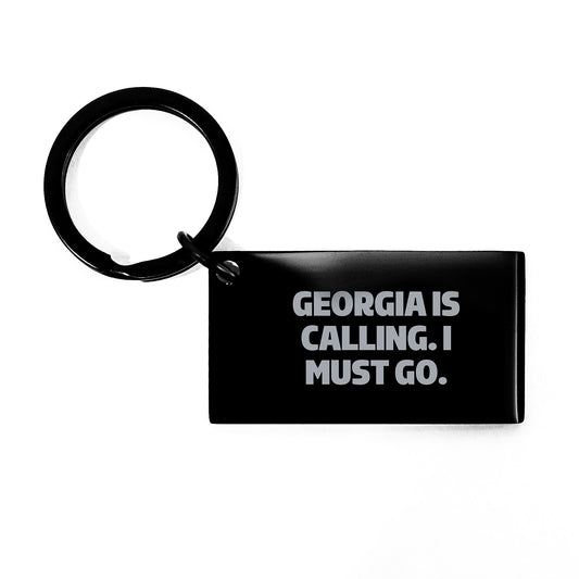 Georgia Gift - Keychain, 'Georgia Is Calling' Engraving - Made from Stainless Steel (Keychain) - Image 1