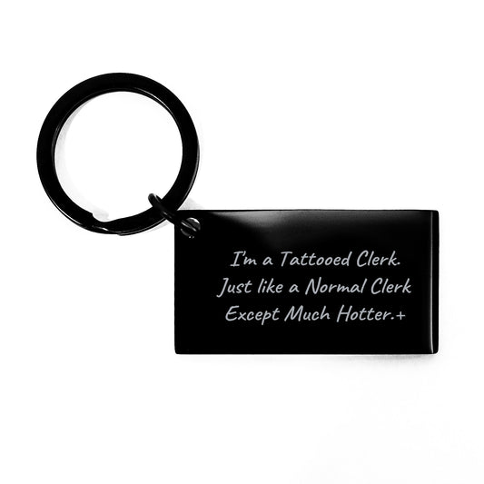 Christmas Gift for Her Playful Tattooed Clerk Keychain Present - Image 1