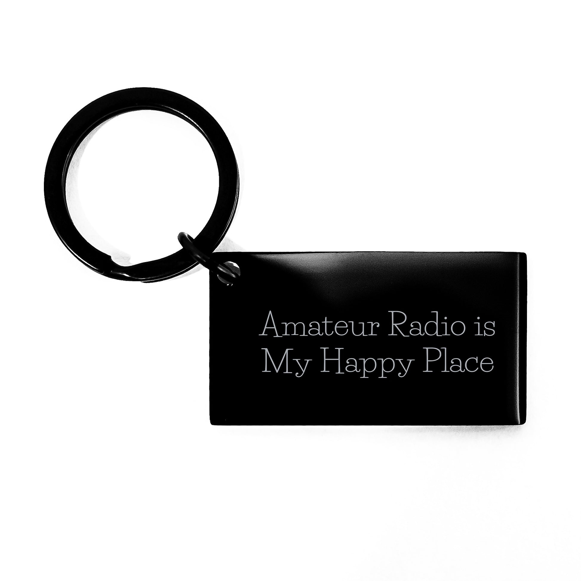 Amateur Radio Gifts for Him, Inspirational Keychain for Men, 'Amateur Radio Is My Happy Place' Keychain, Birthday Unique Gifts from Friends, Stainless Steel Keychain - Image 1