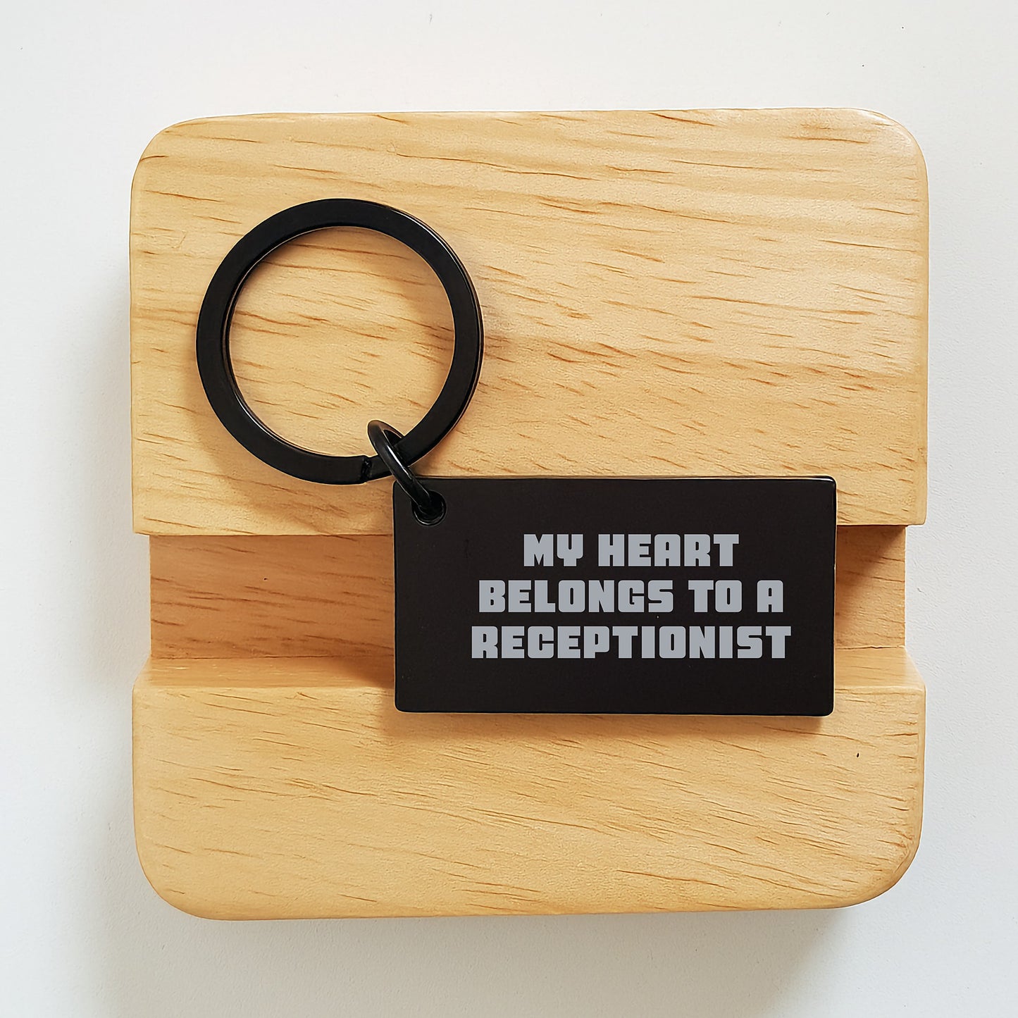 Funny Receptionist Gifts for Her, Birthday Unique Keychain with 'My Heart Belongs To A Receptionist', Funny Gift Ideas for Receptionist Friends - Image 2