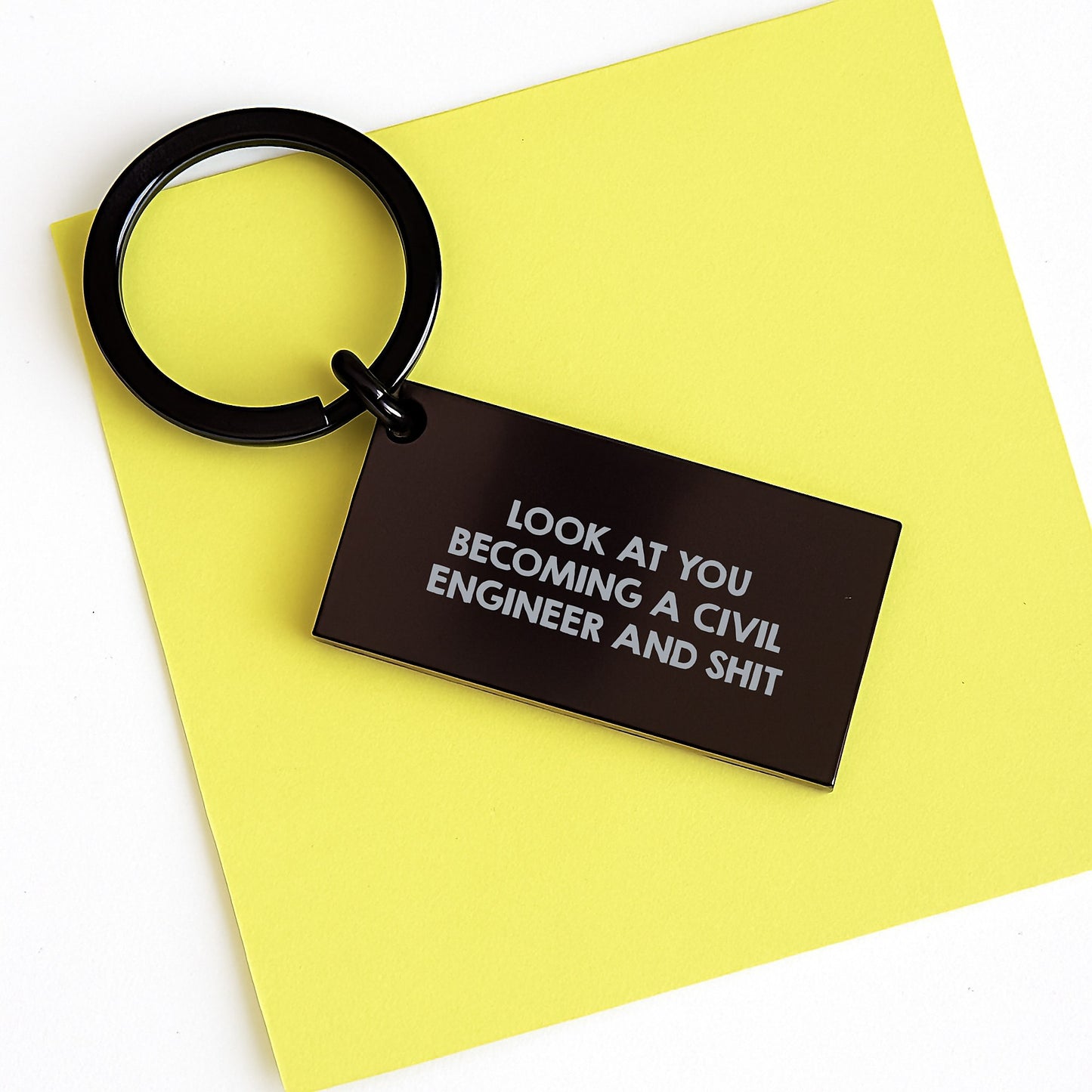 Civil Engineer Gifts from Friends Unique Keychain, 'Look At You Becoming A Civil Engineer And Shit' Funny Quote, Black Stainless Steel, Graduation Unique Gifts - Image 3