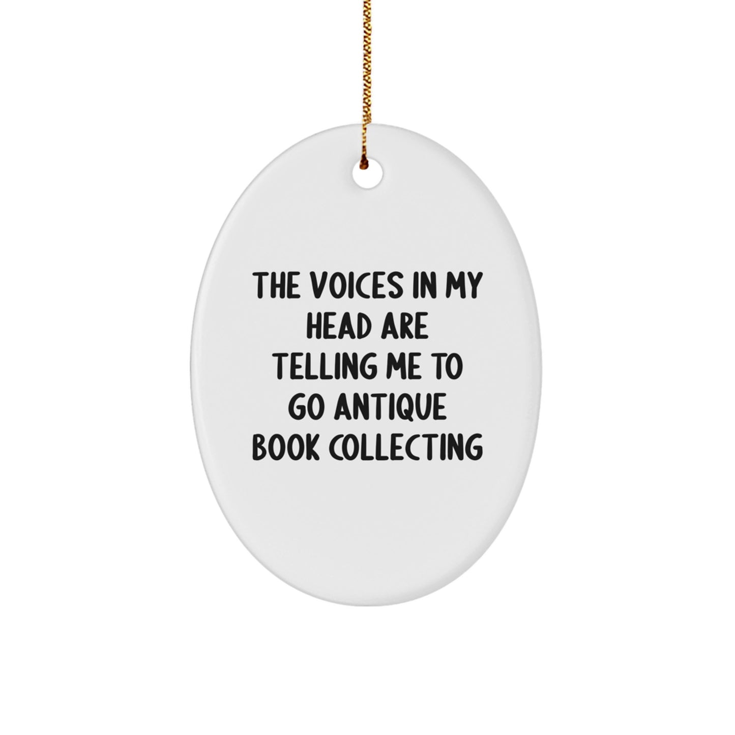 Funny Antique Book Collecting Oval Ornament Gifts for Friends, Women, Family, Christmas Unique Decorations - Image 1