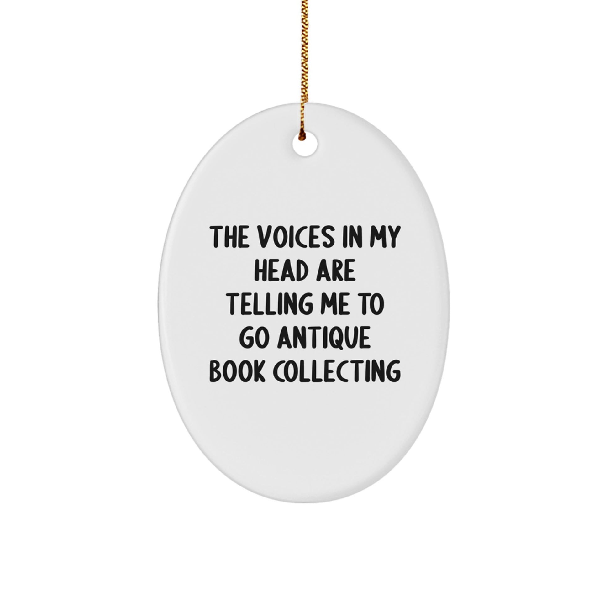 Funny Antique Book Collecting Oval Ornament Gifts for Friends, Women, Family, Christmas Unique Decorations - Image 1