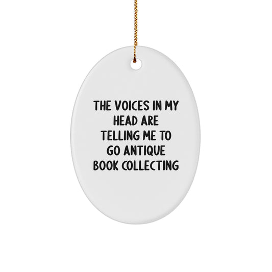 Funny Antique Book Collecting Oval Ornament Gifts for Friends, Women, Family, Christmas Unique Decorations - Image 1