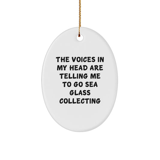 Funny Sea Glass Collecting Oval Ornament Gifts from Men to Friends for Christmas Unique Collectors - Image 1