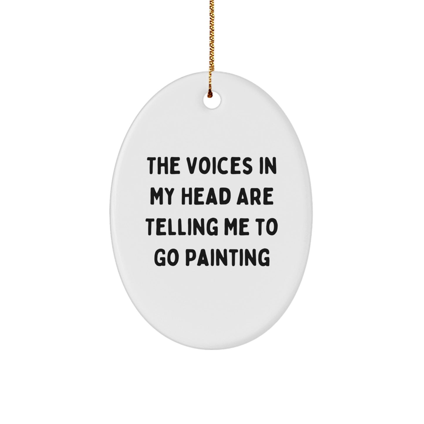 Funny Painting Oval Ornament, Gifts from Family for Friends Who Love to Paint, White Oval Shaped Christmas Unique Gifts - Image 1