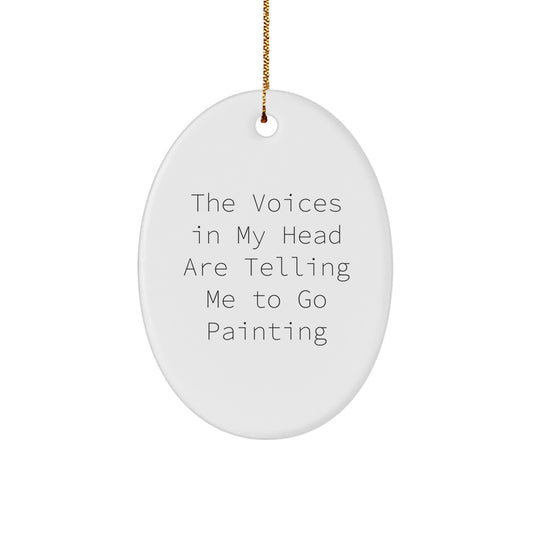 Funny Painting Oval Ornament Gifts for Painting Lovers from Friends, Unique Christmas Decorations - Image 1
