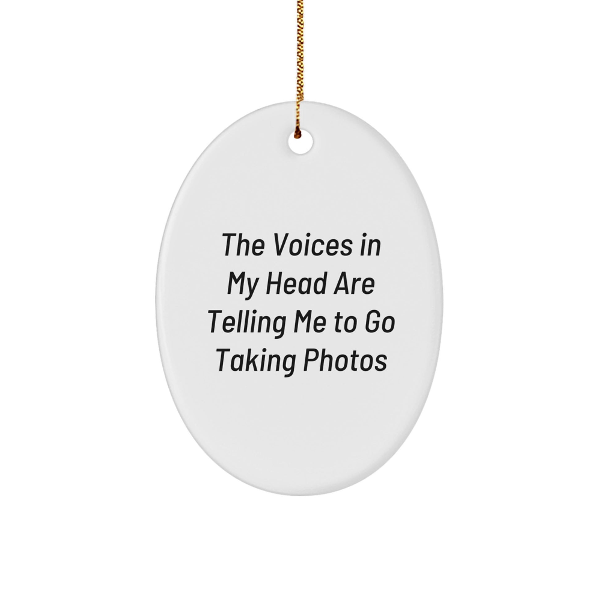 Funny Taking Photos Oval Ornament Gifts from Family for Friends - The Voices In My Head Are Telling Me To Go Taking Photos, Oval Ornament, Christmas Unique Gifts - Image 1