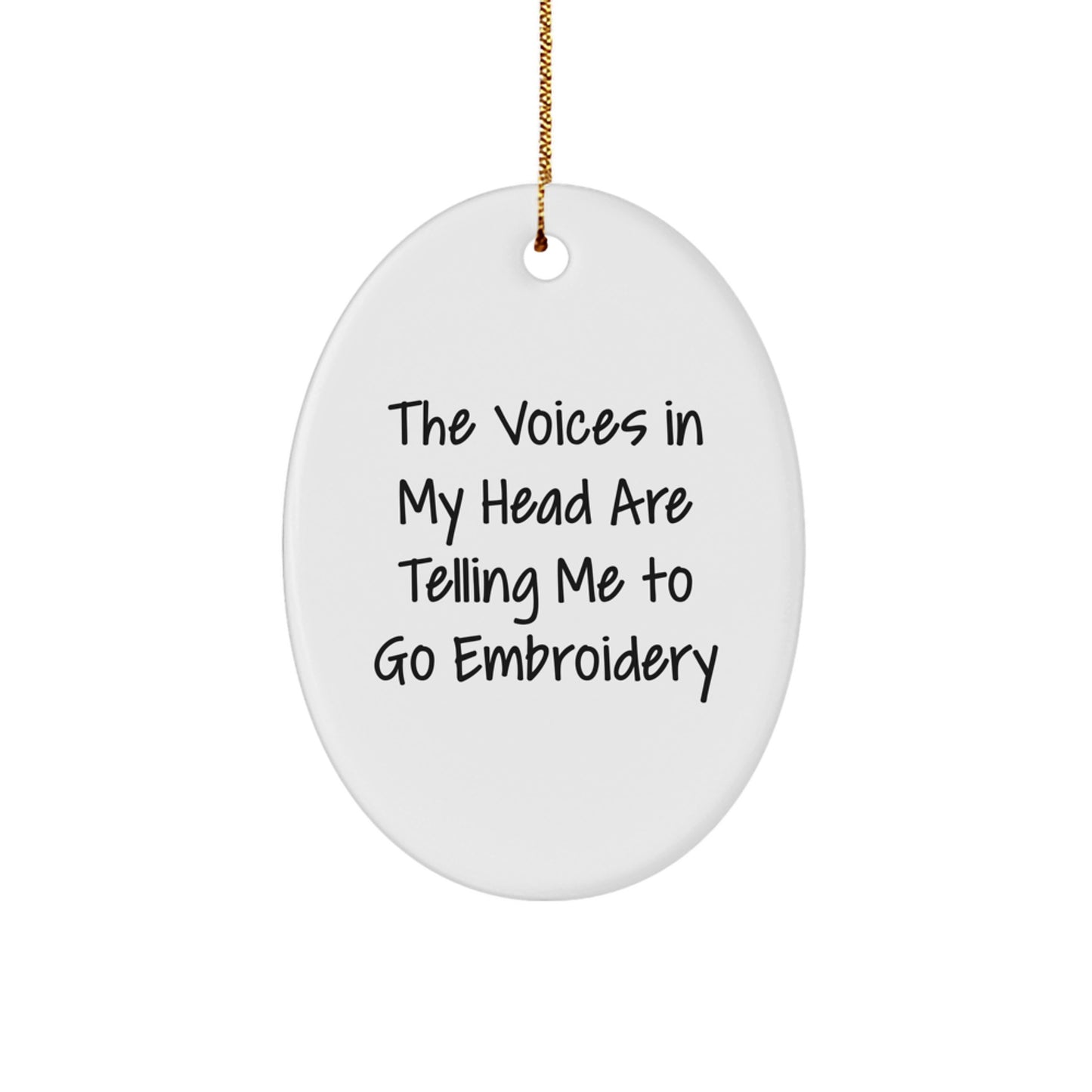 Funny Embroidery Gifts from Men for Women Oval Ornament - Christmas Unique Present - Image 1