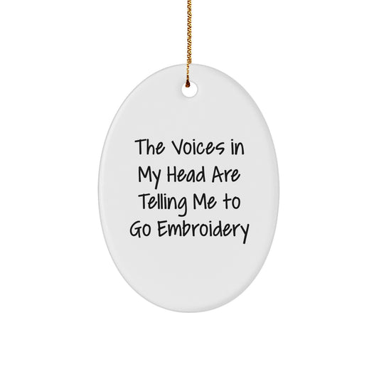 Funny Embroidery Gifts from Men for Women Oval Ornament - Christmas Unique Present - Image 1