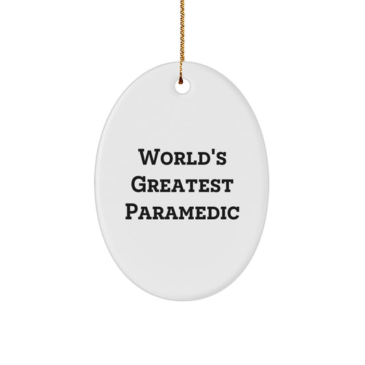 Funny Rescue Worker Gifts, World's Greatest Rescue Worker Oval Ornament for Men, Christmas Unique Rescue Worker Gifts from Family - Image 1