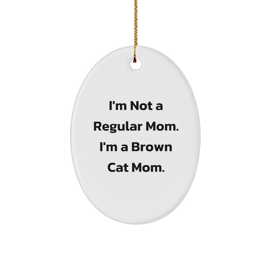 Funny Brown Cat Gifts from Family - Oval Ornament for Christmas Unique Decor - Image 1