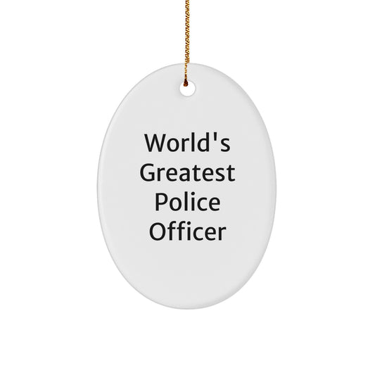 Funny World's Greatest Police Officer Gifts for Police Officers, Oval Ornaments for Police Department, Christmas Unique Gifts from Men to Women Police Officers - Image 1