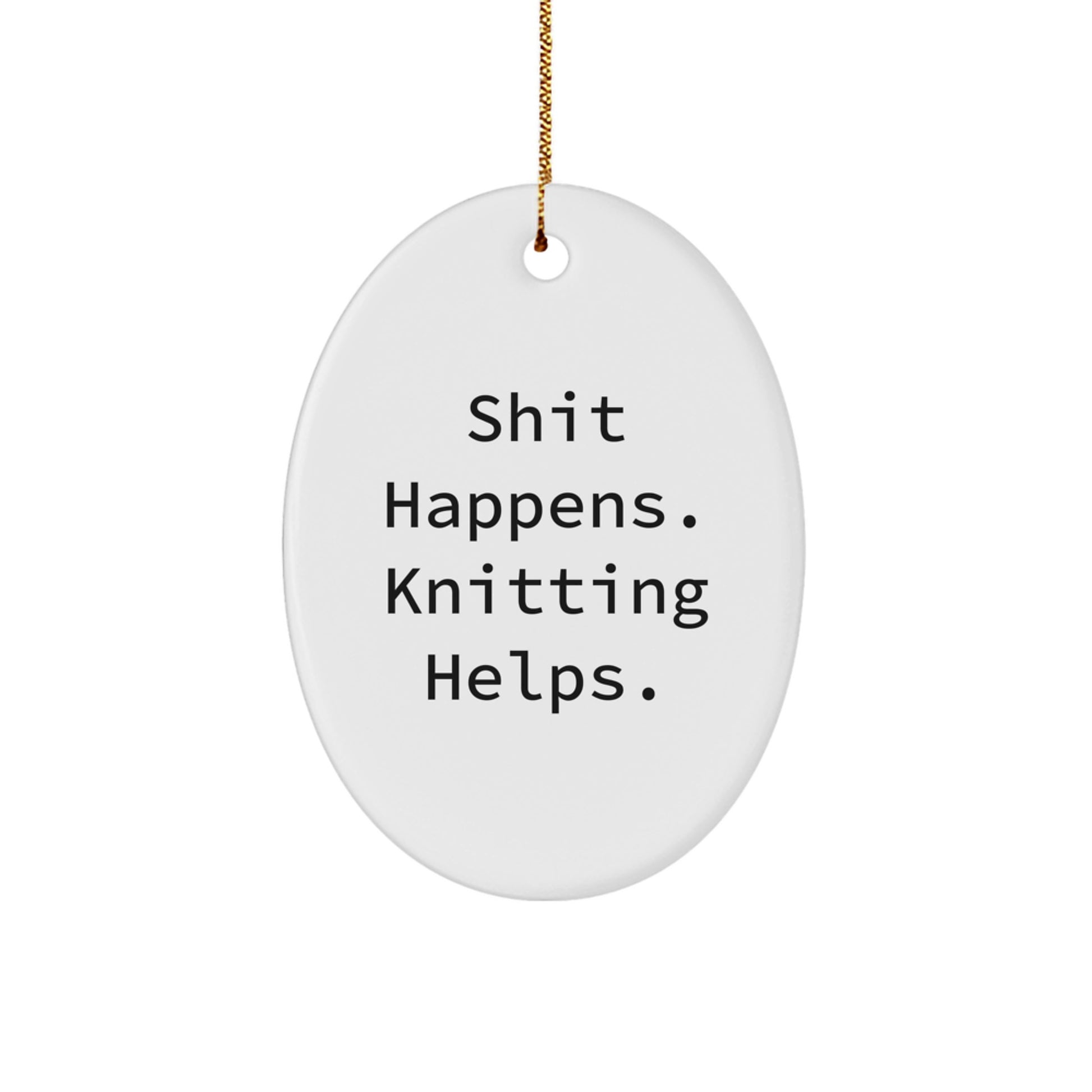 Funny Knitting Oval Ornament Gifts from Family Friends for Christmas - Image 1