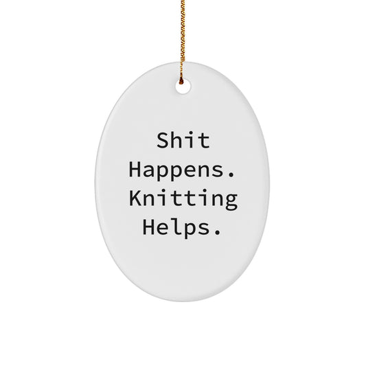 Funny Knitting Oval Ornament Gifts from Family Friends for Christmas - Image 1