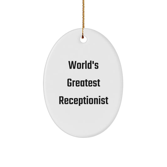 Funny Quotes Oval Ornament Gifts for Receptionist from Friends, Christmas Unique Gifts for Men and Women Coworkers Family - Image 1