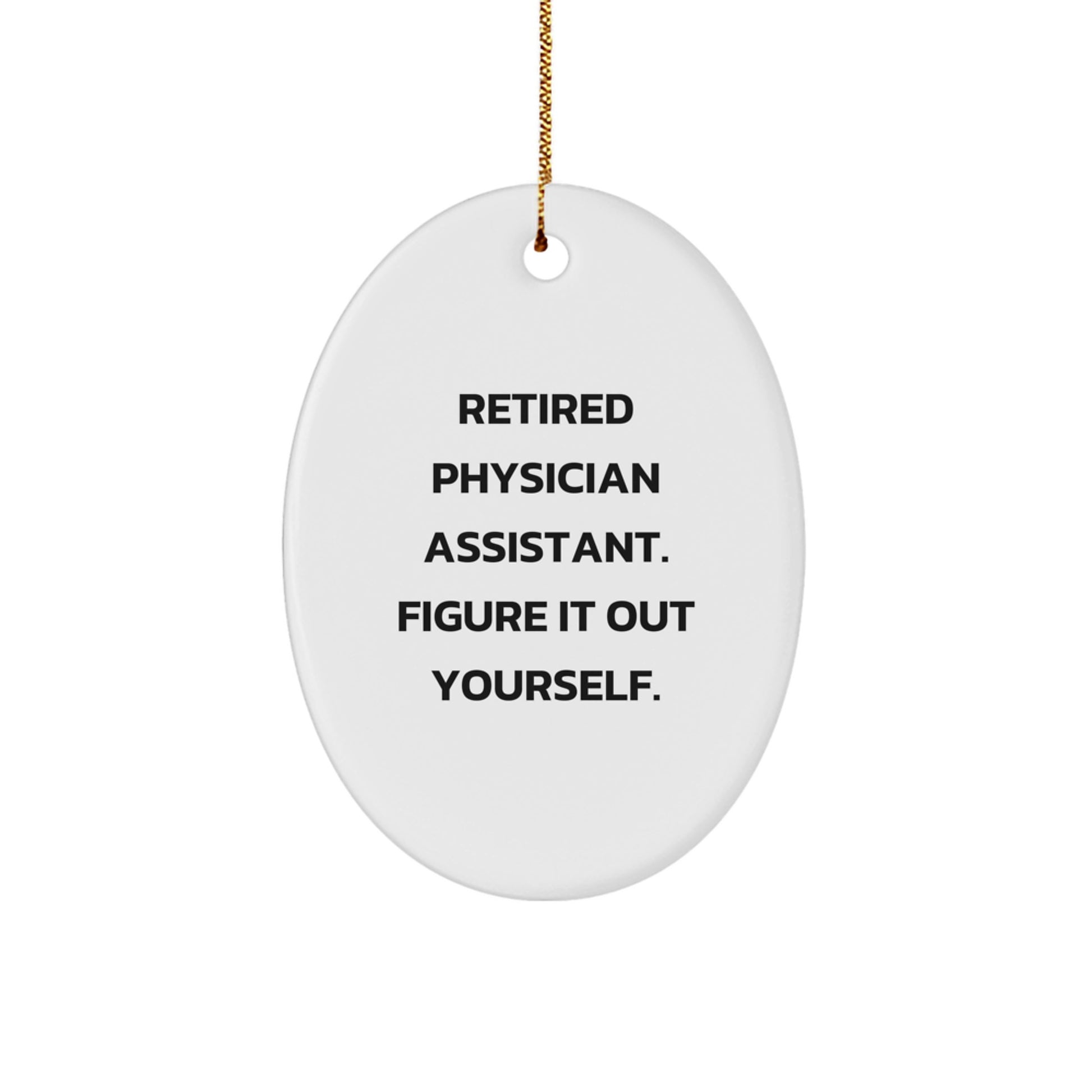 Funny Gifts from Family for Physician Assistant Christmas Unique Ornaments Oval Shaped with Quote Retired PA Figure It Out Yourself - Image 1