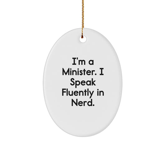 Unique Funny Minister Oval Ornament Gifts for Men from Friends, Christmas Unique Presents for Minister - Image 1