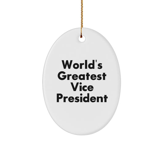 World's Greatest Vice President Oval Ornament, Funny Vice President Gifts from Friends, Gifts for Vice President, Christmas Unique Present - Image 1