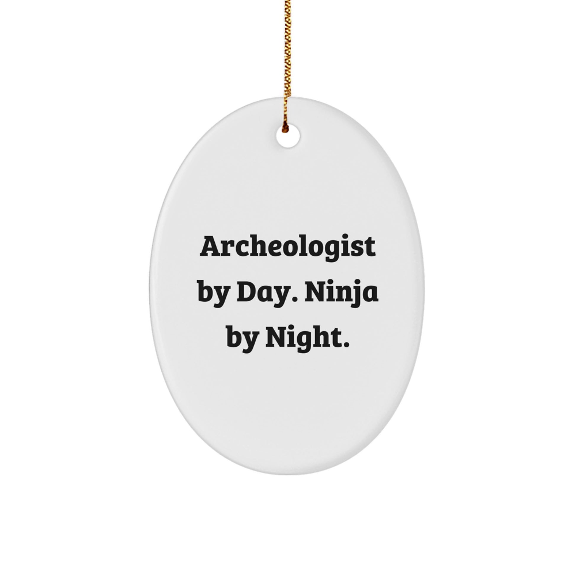 Funny Archeologist Gifts for Christmas | Oval Ornament - Archeologist By Day, Ninja By Night, Unique Christmas Unique Gifts from Friends - Archeologist Oval Ornament - Image 1
