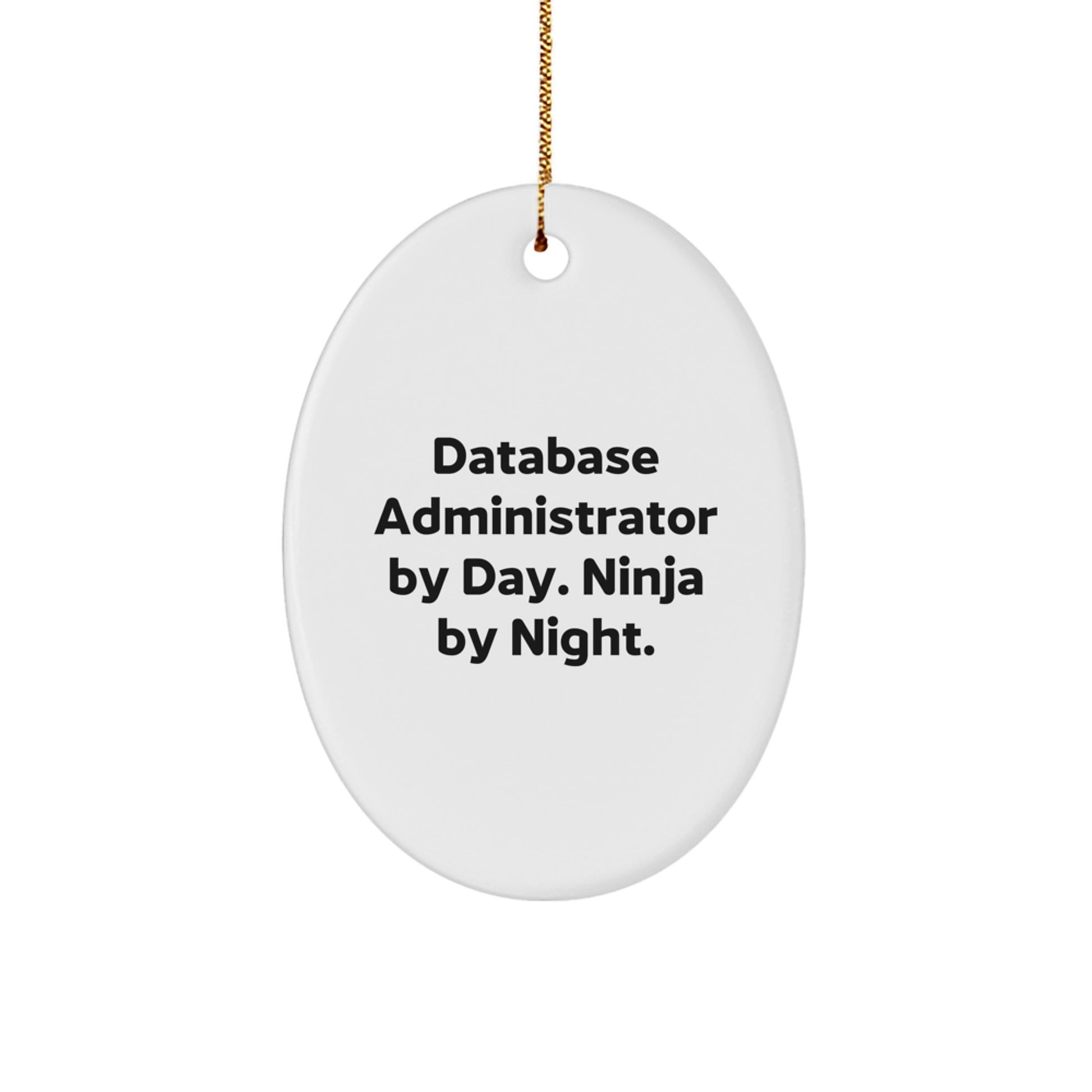 Funny Database Administrator Gifts - Oval Ornament for Friends, Christmas Unique Decorations from Men, Gifts for Database Administrator By Day. Ninja By Night. - Image 1