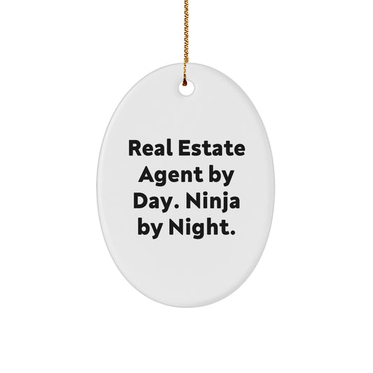 Funny Real Estate Agent Gifts for Men, Oval Ornament, Christmas Unique Decorations, Gifts from Friends, Gifts for Real Estate Agent By Day Ninja By Night - Image 1