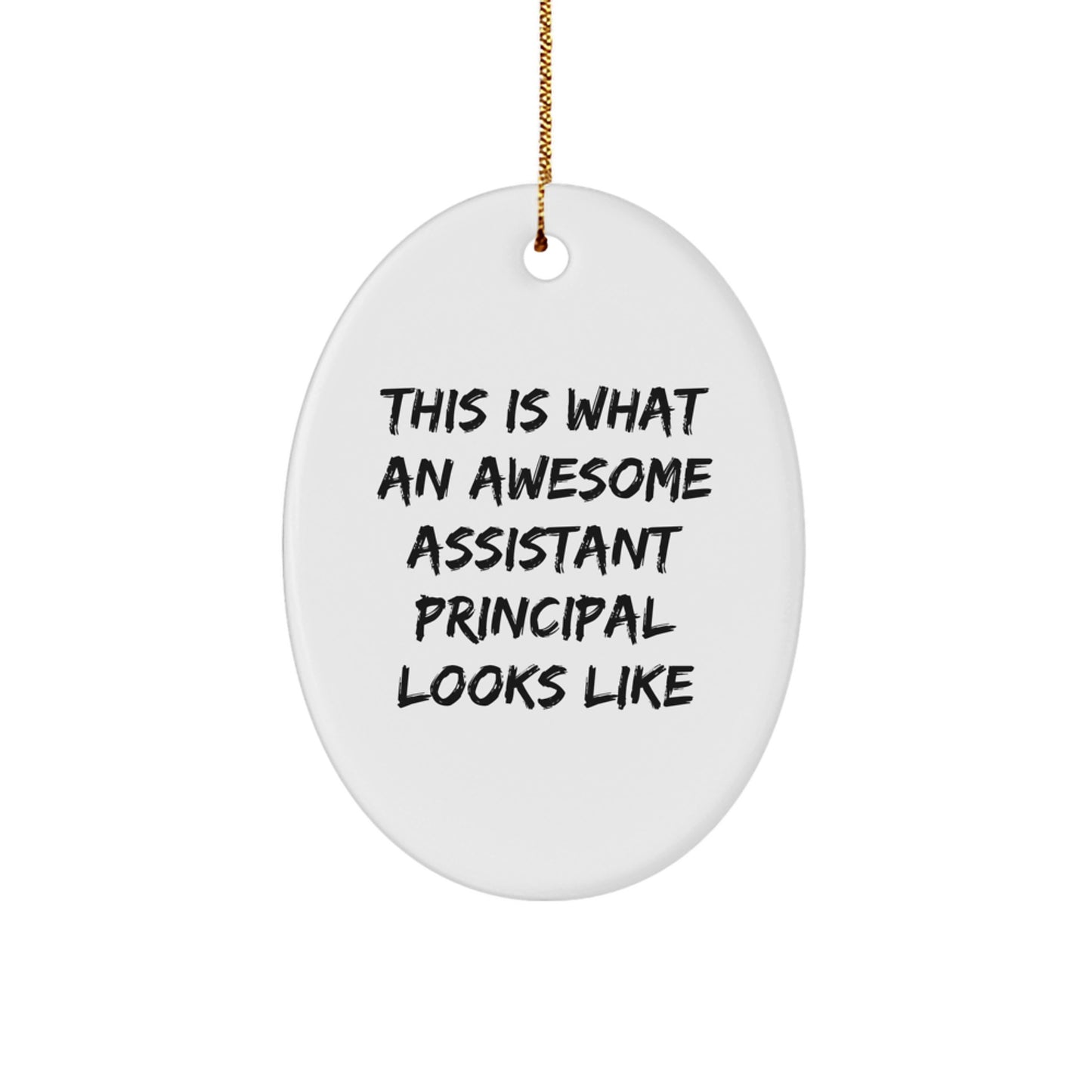 Funny Assistant Principal Oval Ornament Gifts from Friends, Christmas Unique Gifts for Assistant Principals, This Is What An Awesome Assistant Principal Looks Like - Image 1