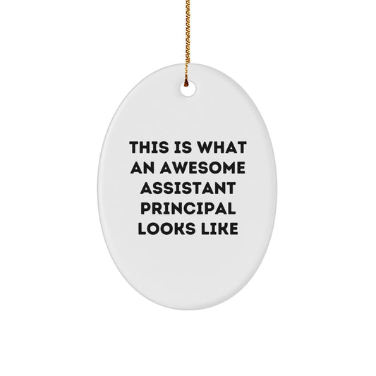Funny Assistant Principal Gifts for Him, Oval Ornament from Friends, Christmas Unique Gifts Ideas for Men - Image 1