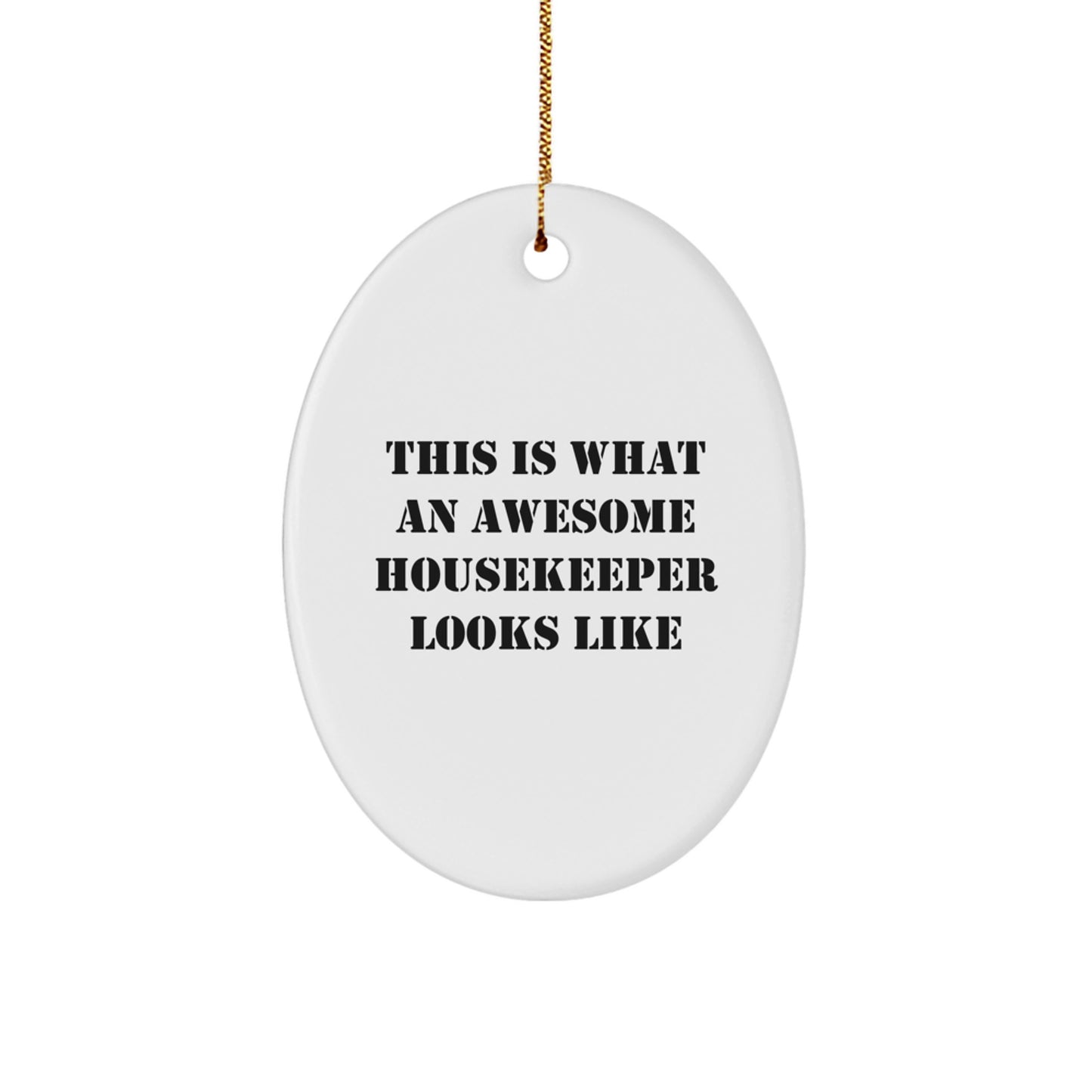 Funny Housekeeper Gifts for Her, Awesome Oval Ornament, Christmas Unique Presents from Friends, 'This Is What An Awesome Housekeeper Looks Like' Decor - Image 1