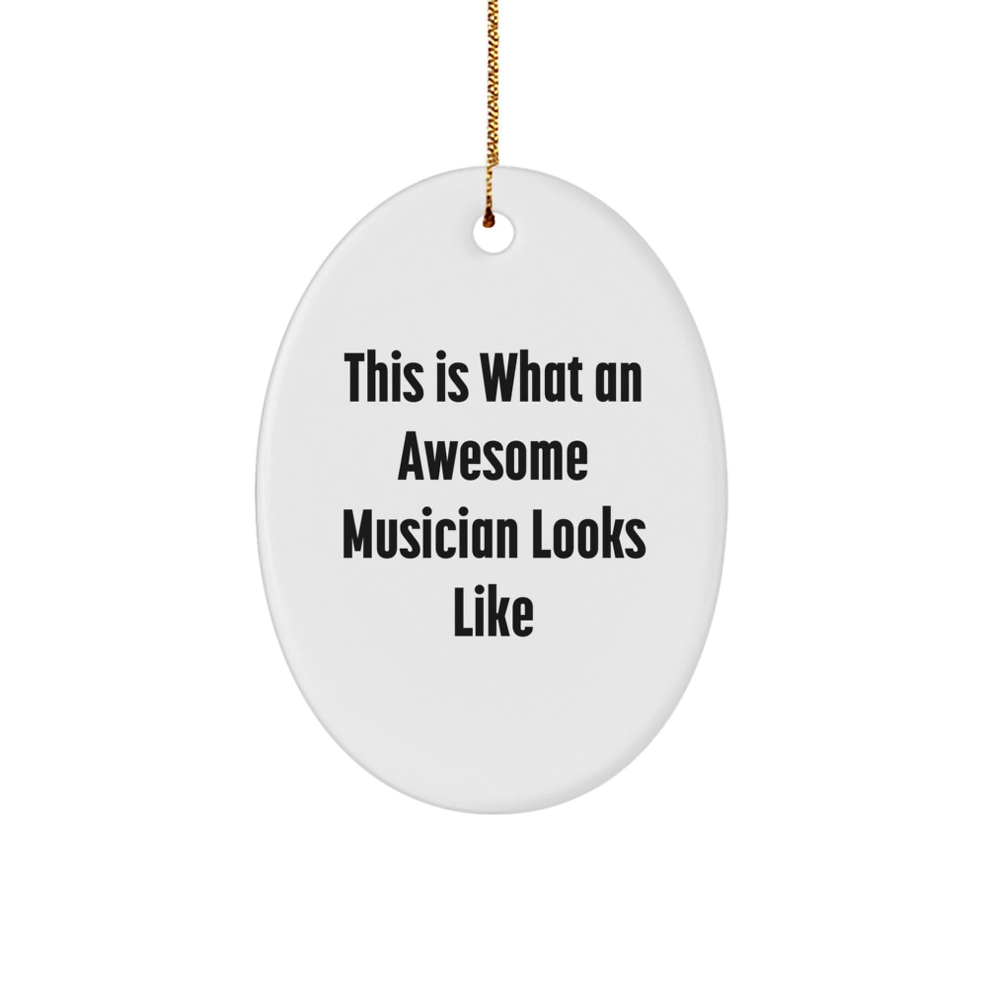 Funny Musician Gifts from Friends and Family - This Is What An Awesome Musician Looks Like Oval Ornament for Christmas Unique Gifts - Image 1
