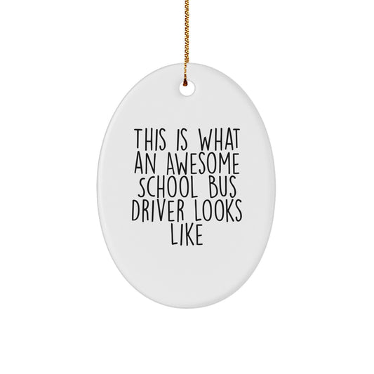 Funny School Bus Driver Christmas Unique Gift, Oval Ornament for School Bus Driver, Inspirational Quote, Gifts from Friends to School Bus Driver, School Bus Driver Unique Gifts - Image 1