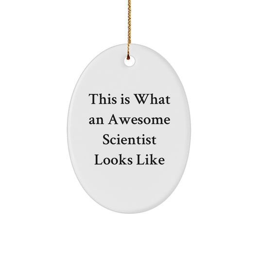 Funny Scientist Oval Ornament, Gifts from Friends for Scientist, Christmas Unique - Image 1