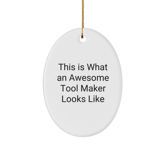 Funny Tool Maker Gifts from Men for Christmas Unique Gifts - Oval Ornament Quote This Is What An Awesome Tool Maker Looks Like - Image 1