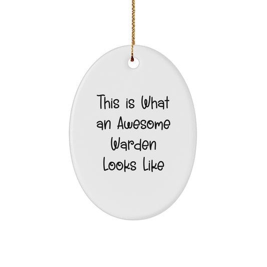 Funny Warden Gifts for Men, Christmas Unique Oval Ornaments with Inspirational Quote - Gifts from Family, Friends, Coworkers - Image 1