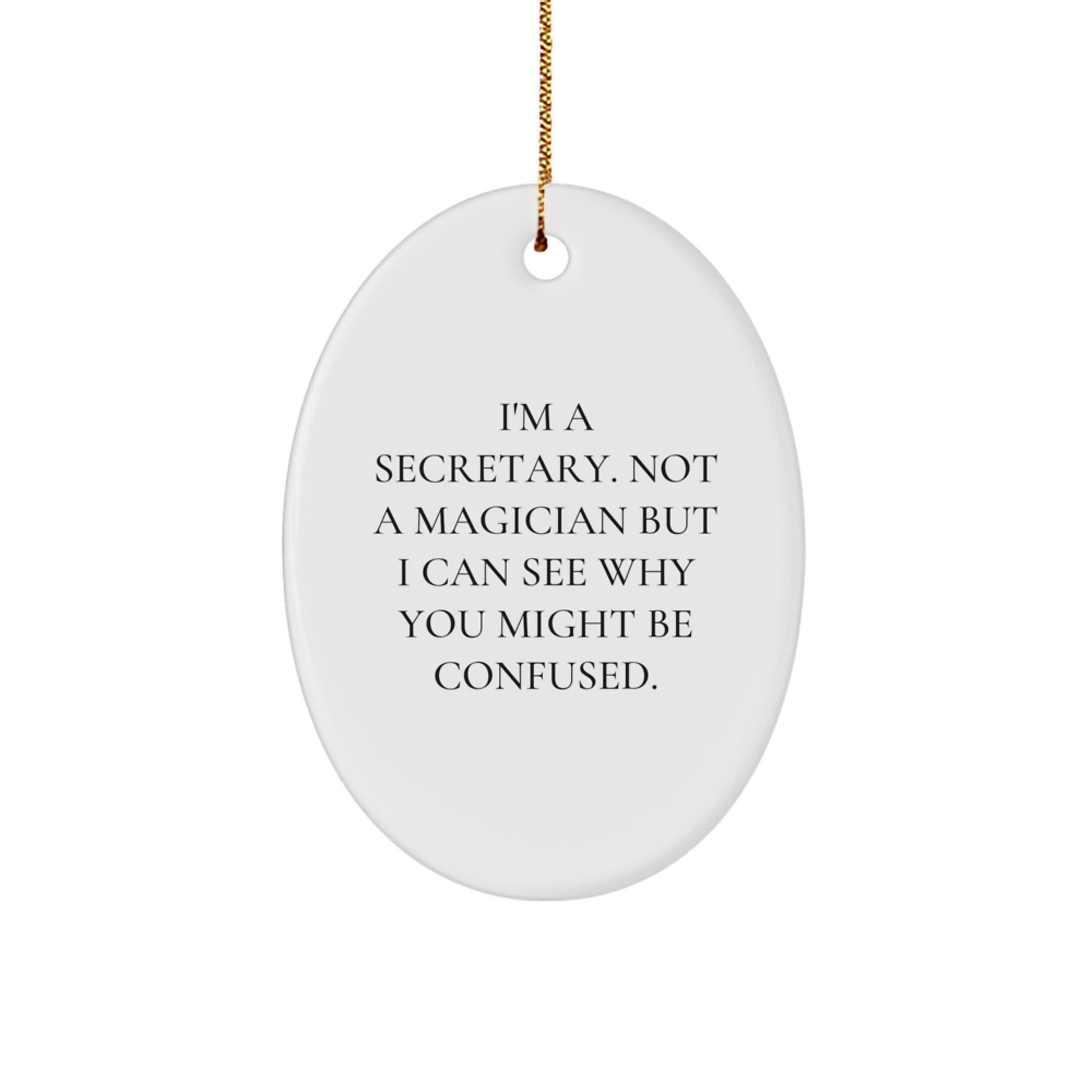 Funny Oval Ornament Gifts from Men to Women for Secretary, Christmas Unique Gifts, Oval Ornament for Secretary - Image 1