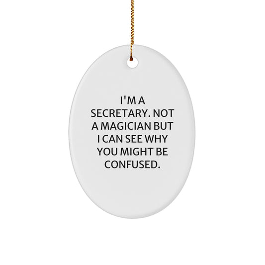 Funny Secretary Gifts from Men to Friends and Family - Oval Ornament for Office Secretary Christmas Unique Decorations - Image 1