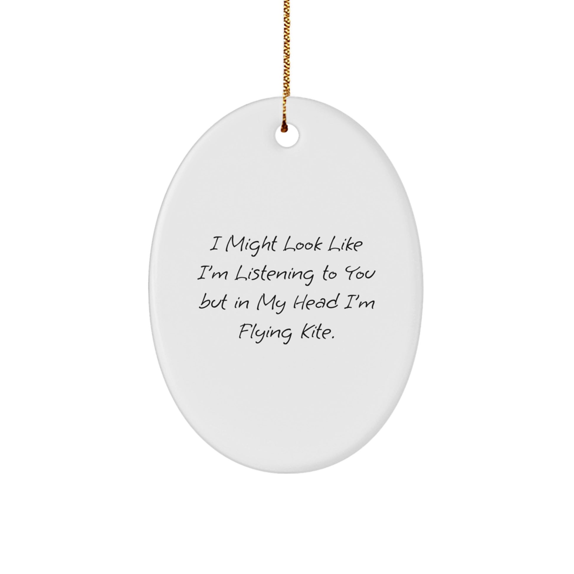 Funny Kite Flying Gifts from Friends to Kite Flying Men for Christmas Unique Oval Ornament - Image 1
