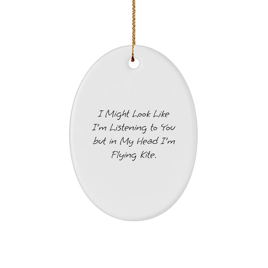 Funny Kite Flying Gifts from Friends to Kite Flying Men for Christmas Unique Oval Ornament - Image 1
