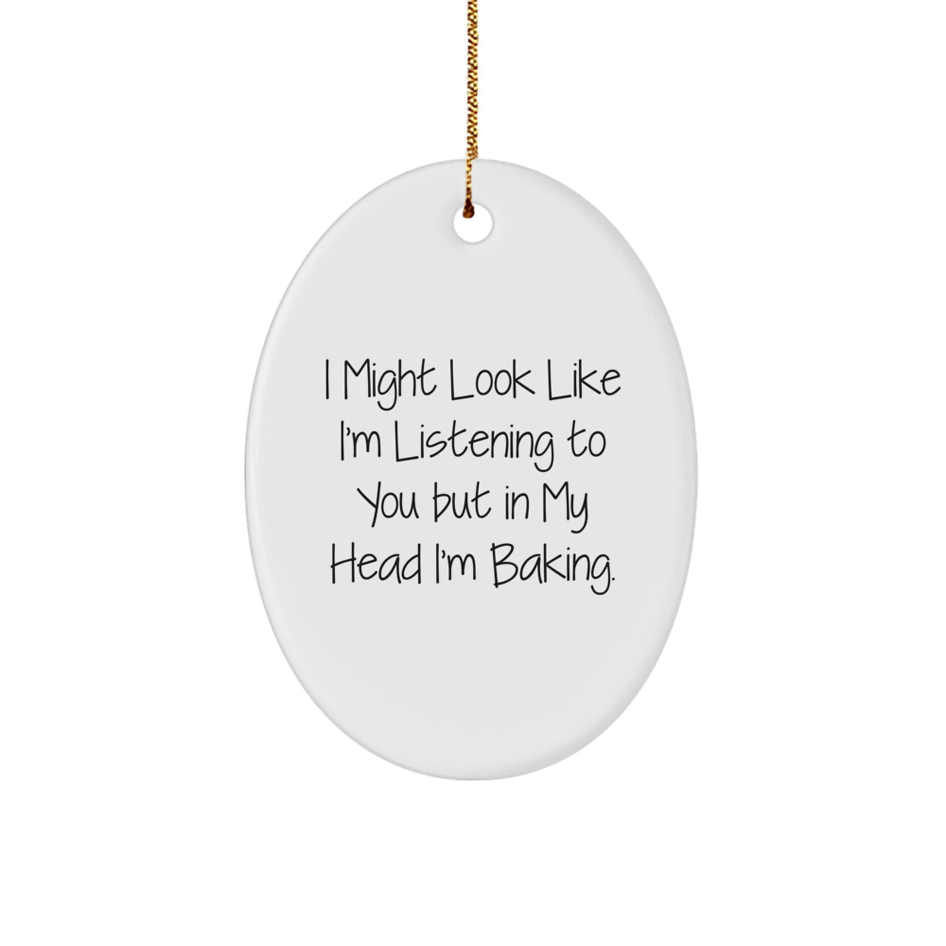 Funny Baking Oval Ornament Gifts from Friends and Family for Christmas, White Oval Shaped Decorations - Image 1