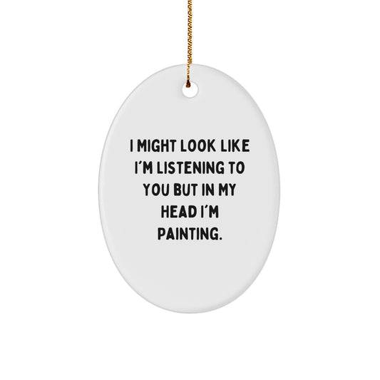 Christmas Unique Gift for Her Funny Painting Oval Ornament Bright Present - Image 1