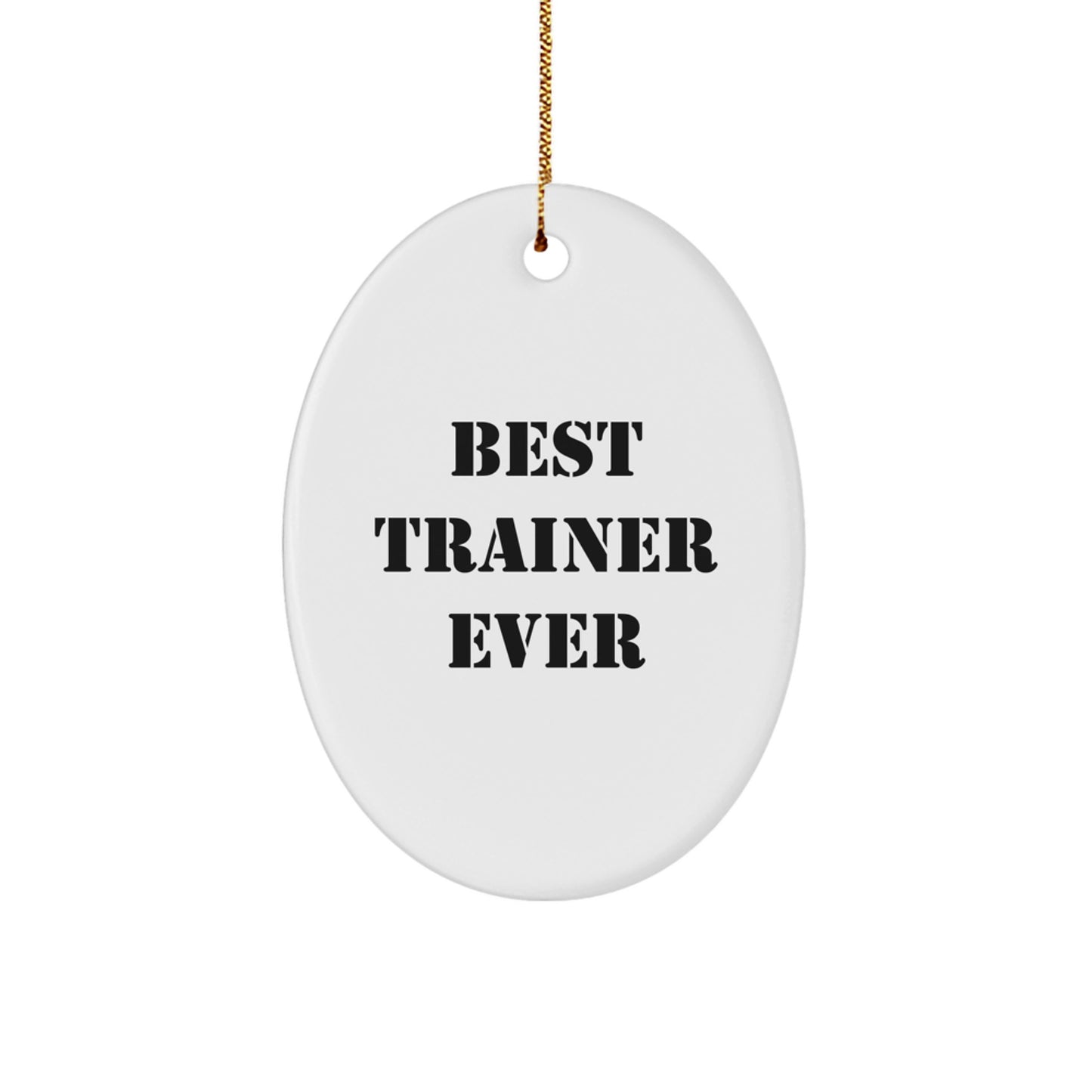 Funny Trainer Christmas Unique Gifts from Family - Best Trainer Ever Oval Ornament for Men and Women - Image 1