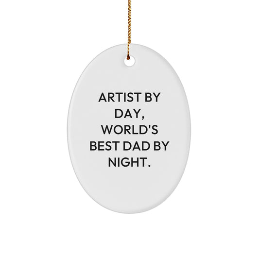 Funny Artist Gifts from Dad to Artist Son for Christmas Unique Oval Ornaments - Image 1