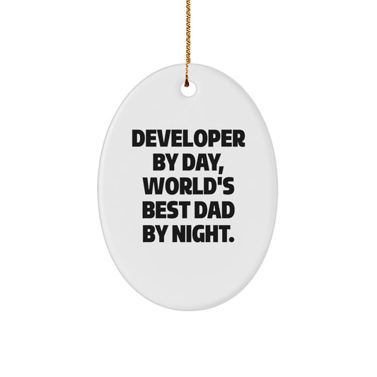 Developer Gifts from Friends and Family for the World's Best Dad - Oval Ornament, Funny Quote, Christmas Unique Gifts - Image 1