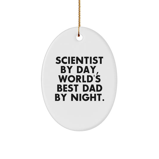 Funny Scientist Dad Christmas Oval Ornament Gifts from Family for Scientist Friends - Image 1