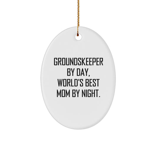 Funny groundskeeper Gifts Oval Ornament World's Best Mom By Night Christmas Decorations Gifts for groundskeeper Men Women Friends Family - Image 1