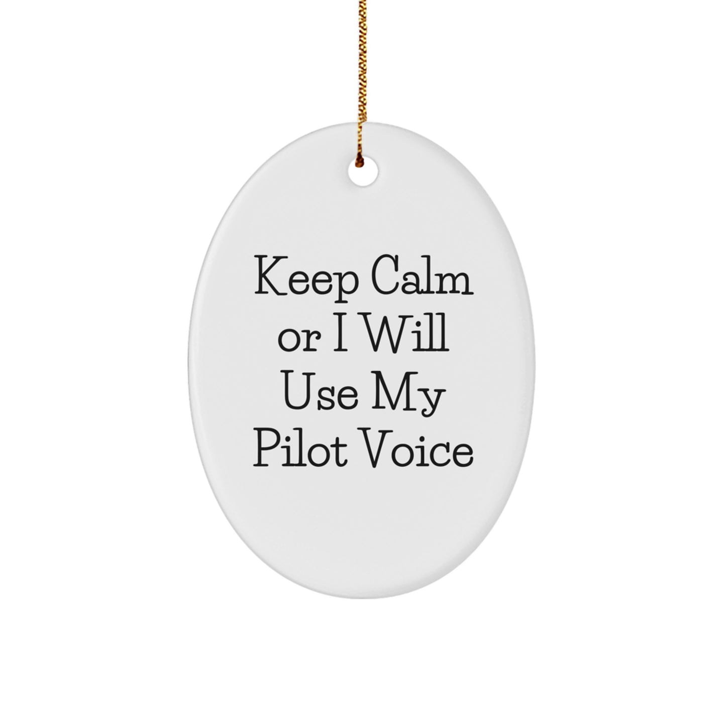 Funny Pilot Gifts from Friends - Keep Calm Pilot Voice Oval Ornament for Christmas - Perfect Pilot Christmas Unique Gifts for Men - Image 1