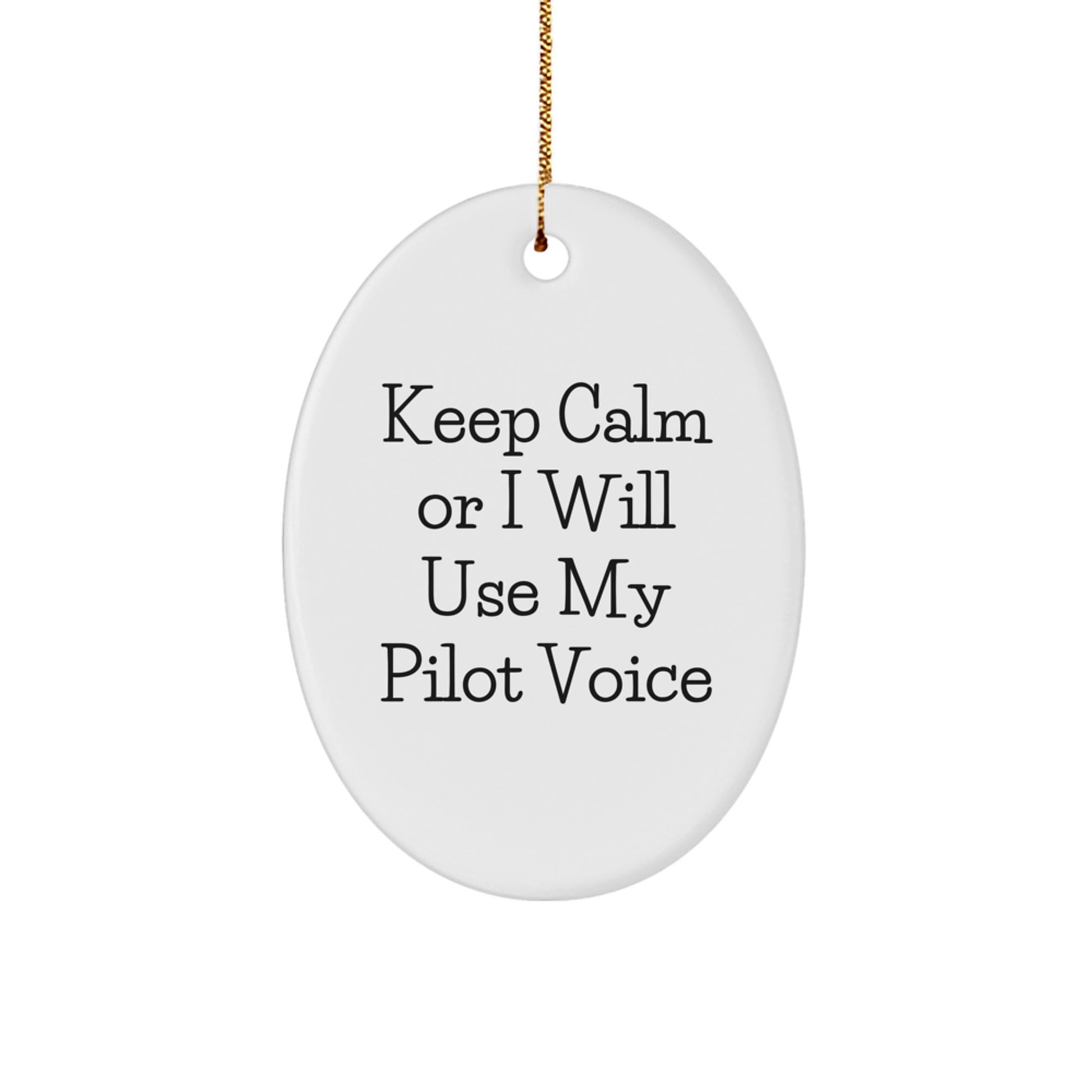 Funny Pilot Gifts from Friends - Keep Calm Pilot Voice Oval Ornament for Christmas - Perfect Pilot Christmas Unique Gifts for Men - Image 1